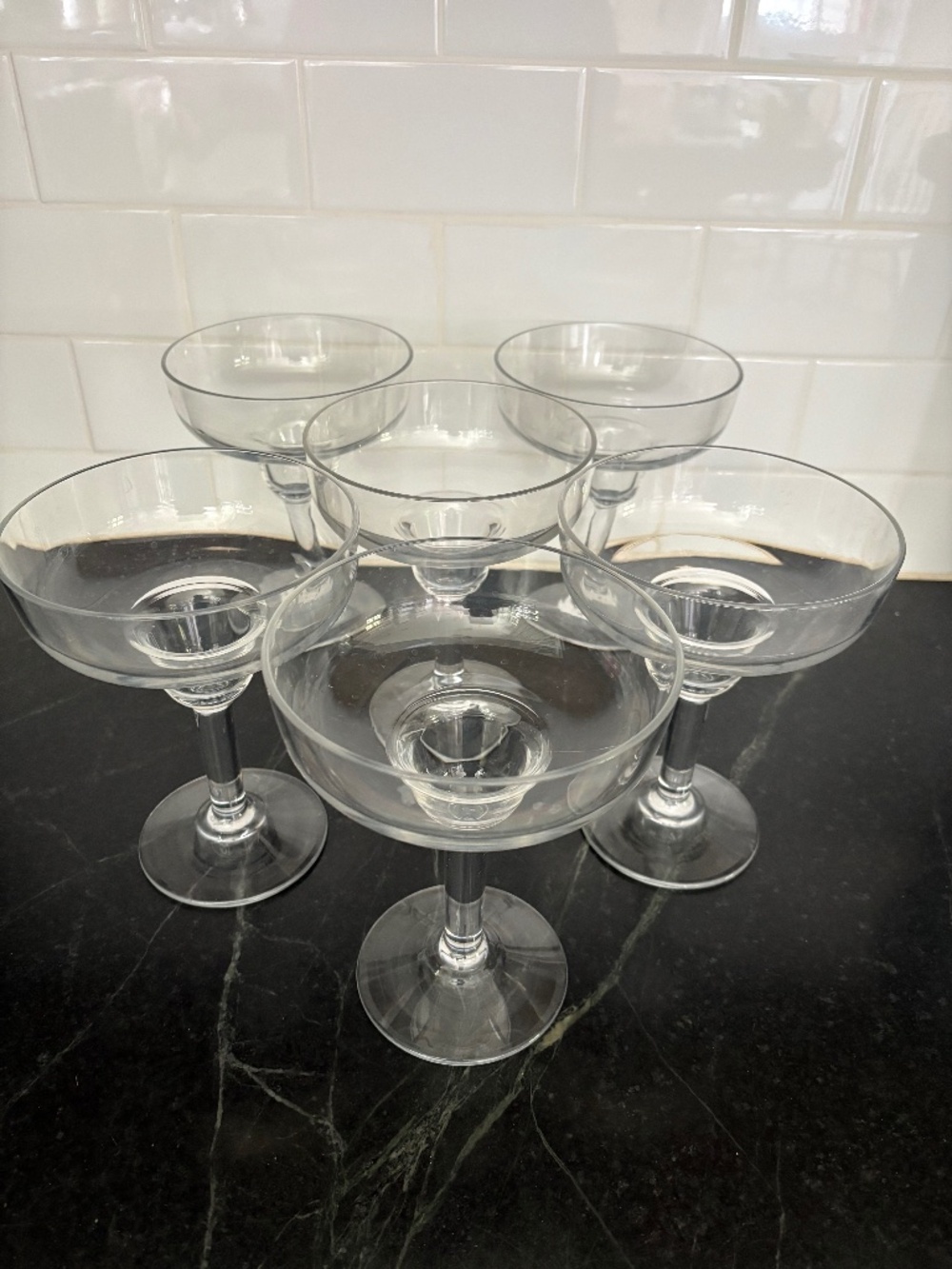 Set of 6 Clear Margarita Glasses Classic 12 ounce Plastic/Acrylic Glasses